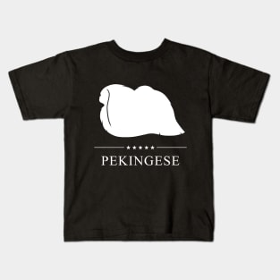 Pekingese Dog White Silhouette Kids T-Shirt